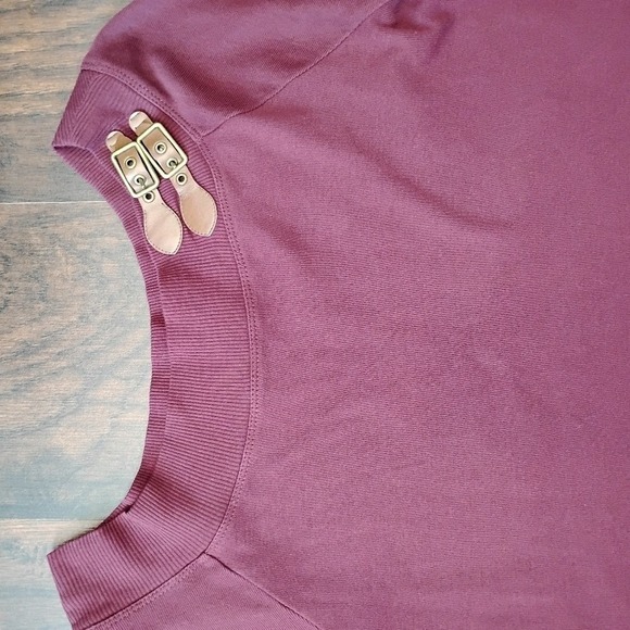 Lauren Ralph Lauren Burgundy Long Sleeve Pencil Dress With Leather Buckle Large - Picture 6 of 9